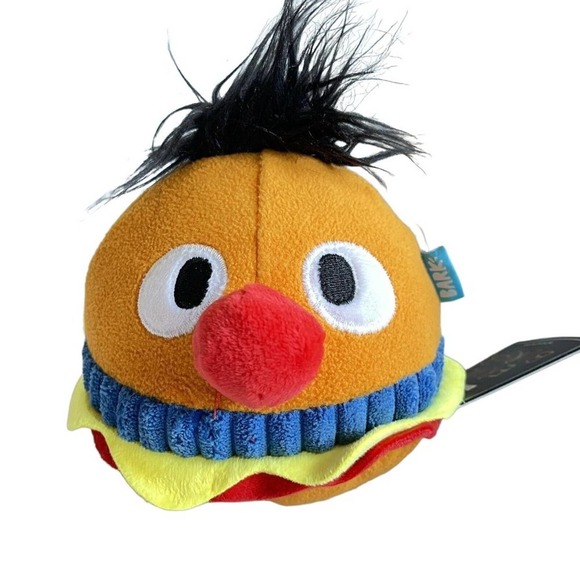 Bark Box Ernie Burger Sesame Street Dog Chew Toy Plush Squeaker Barkbox Gift - Picture 1 of 6